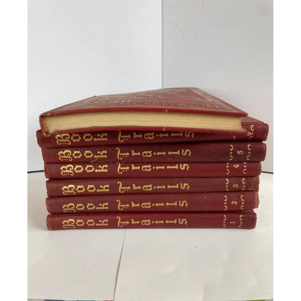 Book Trails 1946 Vintage Hardcover 8 Volume Set Child Development Inc Red